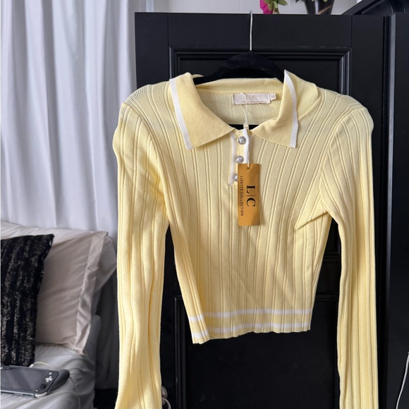 Women's Yellow Ribbed Top - Picture 2 of 4
